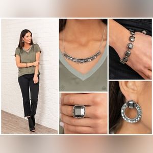 Silvery Antique-inspired 4pc Fashion Accessory Set